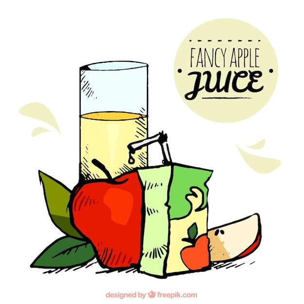 Hand-drawn apple juice 