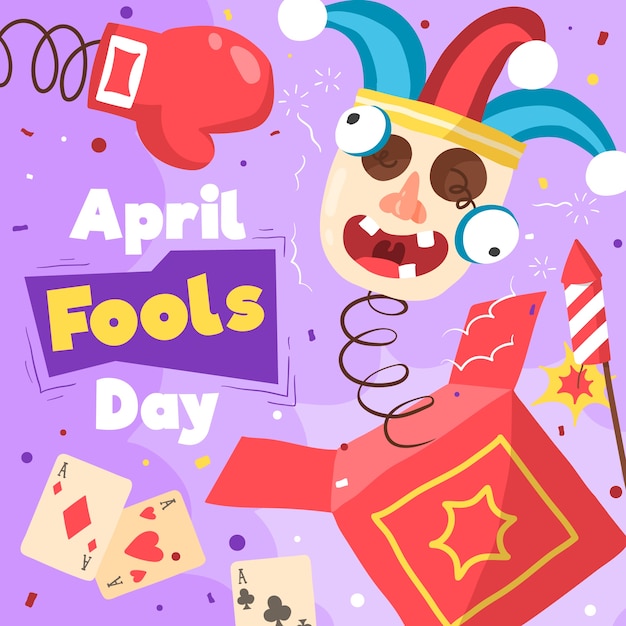 Hand drawn april fools day concept