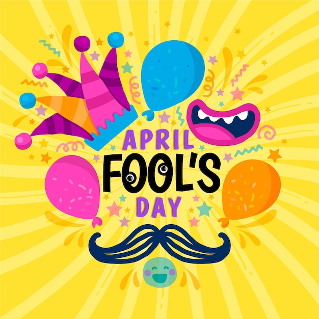 Hand-drawn april fools' day illustration