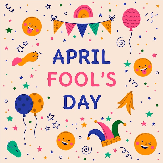 Hand drawn april fools' day illustration