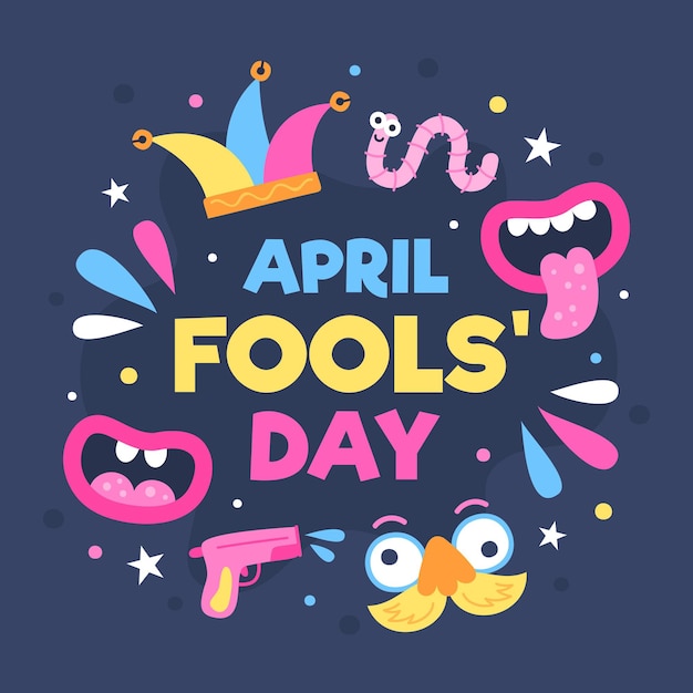 Hand drawn april fools' day illustration