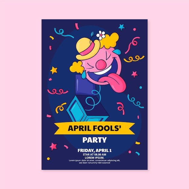 Free Vector hand drawn april fools day vertical flyer template