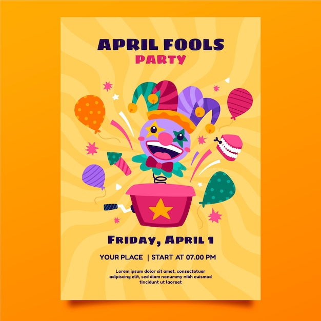 Hand drawn april fools day vertical poster template