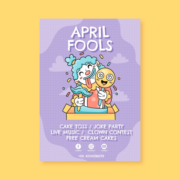 Hand drawn april fools day vertical poster template