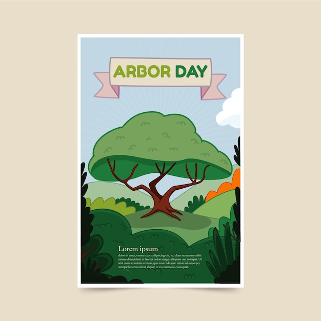 Free Vector hand drawn arbor day vertical poster template