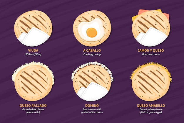 Free Vector hand drawn arepas illustration pack