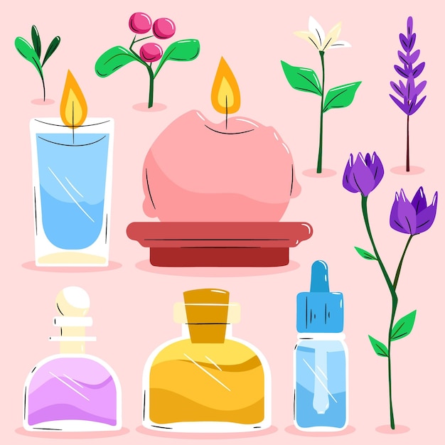 Free Vector hand drawn aromatherapy element selection