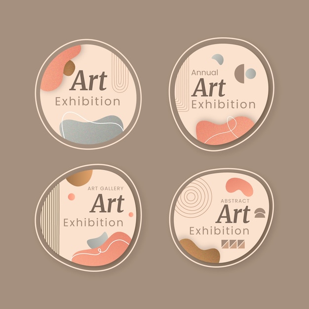 Free Vector hand drawn art exhibition event labels collection