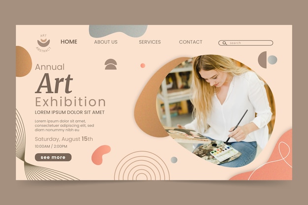 Free Vector hand drawn art exhibition event landing page template