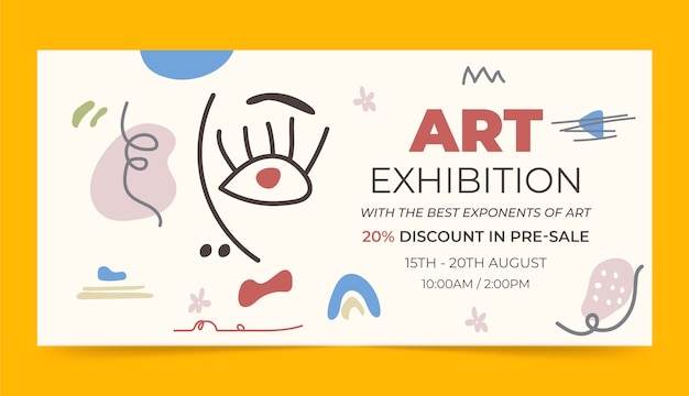 Free Vector hand drawn art exhibition event sale banner template