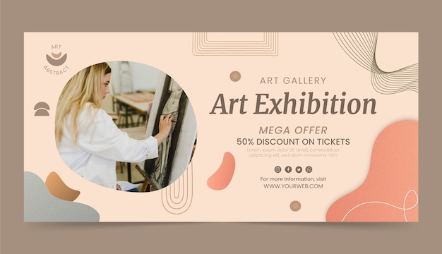 Free Vector hand drawn art exhibition event sale banner template