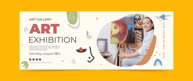 Hand drawn art exhibition event social media cover template