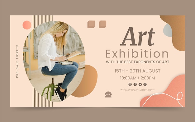 Hand drawn art exhibition event social media promo template