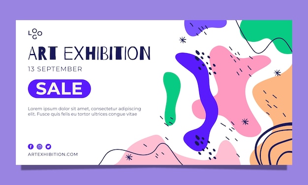 Hand drawn art exhibition facebook template