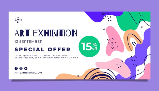 Hand drawn art exhibition sale banner