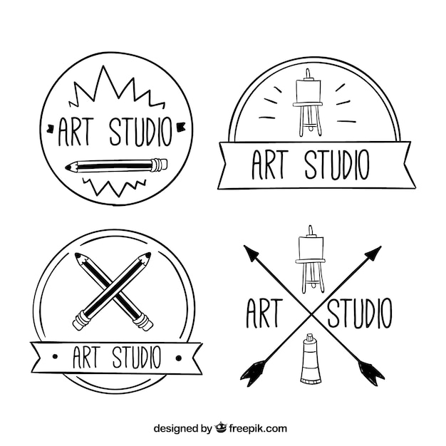 Free Vector hand drawn art logos