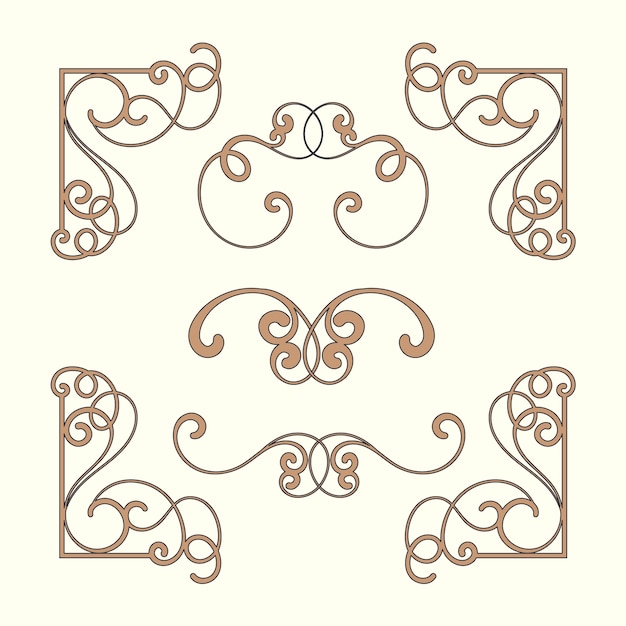 Free vector hand drawn art nouveau borders ornament collection