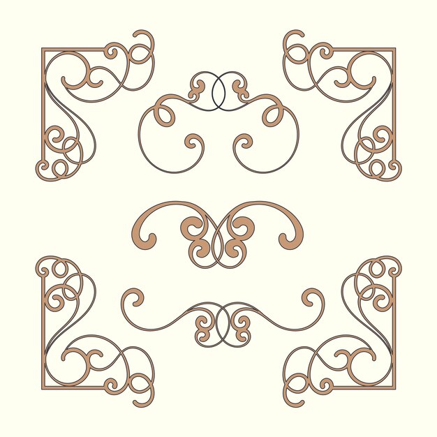 Hand drawn art nouveau borders ornament collection