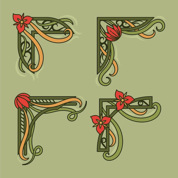 Free Vector hand drawn art nouveau borders ornament collection