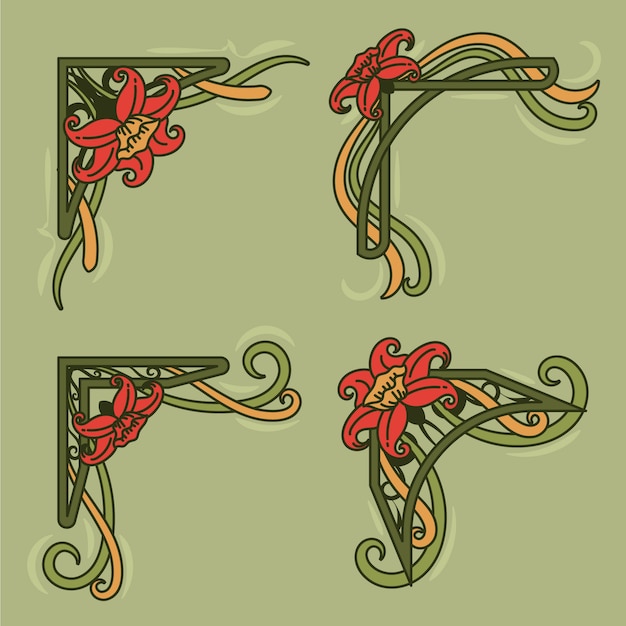 Free Vector hand drawn art nouveau borders ornament collection