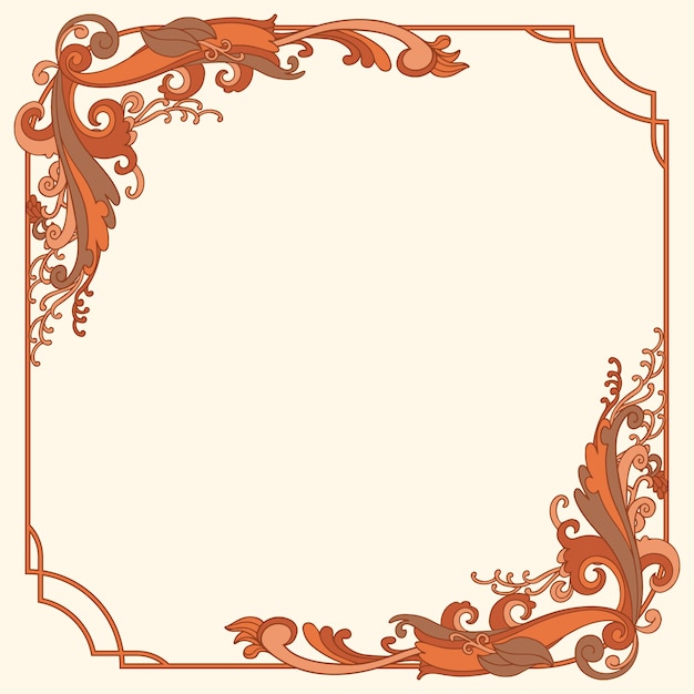 Hand drawn art nouveau frame and borders ornament collection