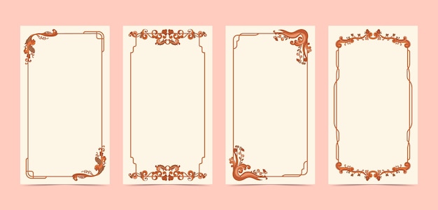 Hand drawn art nouveau frame collection