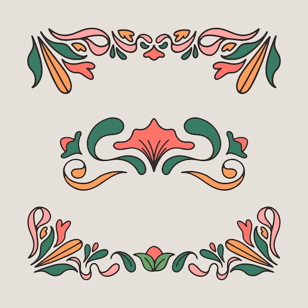 Free vector hand drawn art nouveau frame design