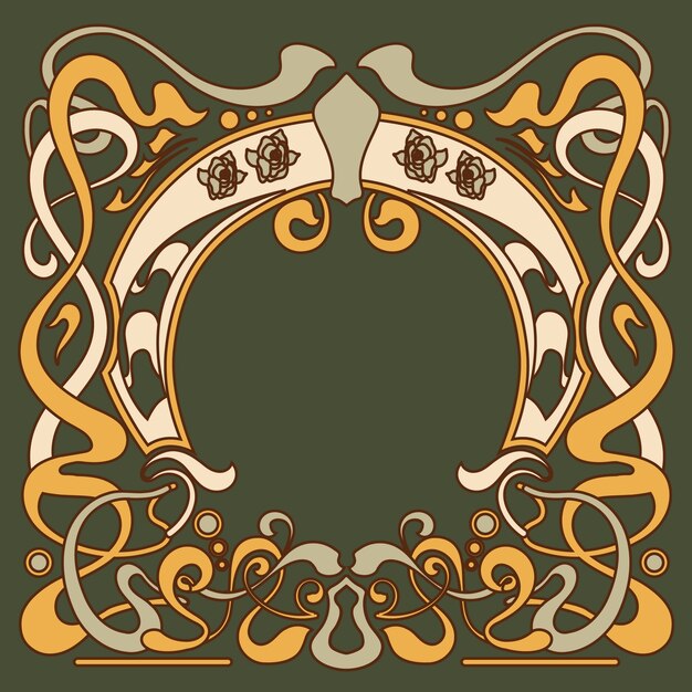 Hand drawn art nouveau frame design