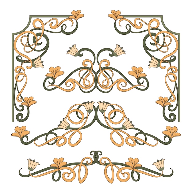 Hand drawn art nouveau ornament collection