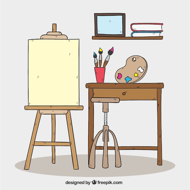 Hand drawn art studio background 