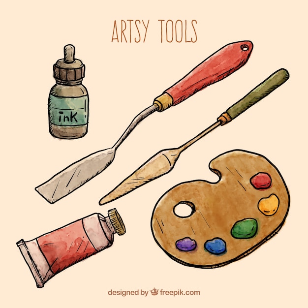 Hand drawn artsy tools