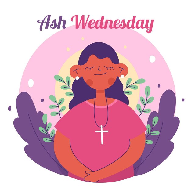 Hand drawn ash wednesday illustrated