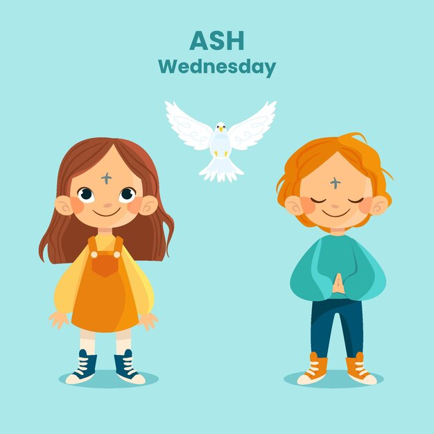 Hand drawn ash wednesday illustration