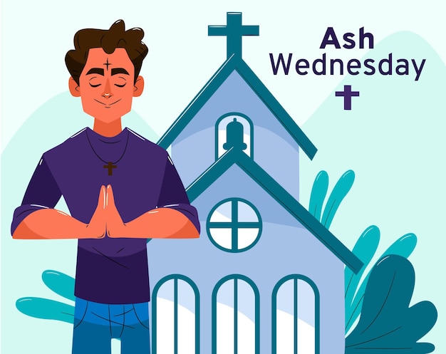 Hand drawn ash wednesday illustration