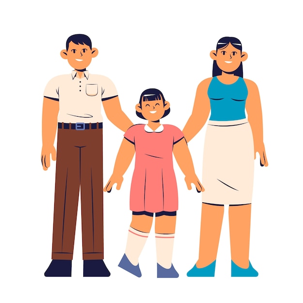 Free Vector hand drawn asian family illustration