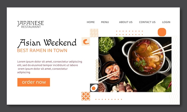 Free Vector hand drawn asian food landing page template