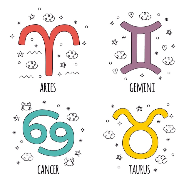 Hand drawn astrological sign stickers