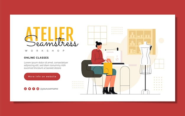 Free Vector hand drawn atelier facebook post design template