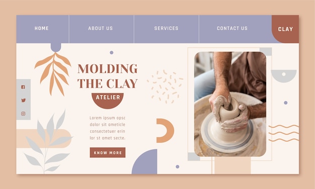 Free Vector hand drawn atelier landing page template