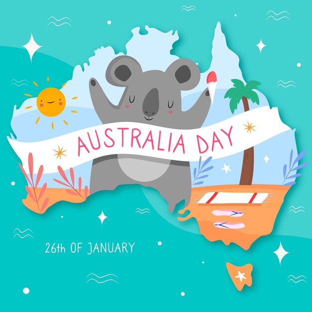 Hand drawn australia day wallpaper