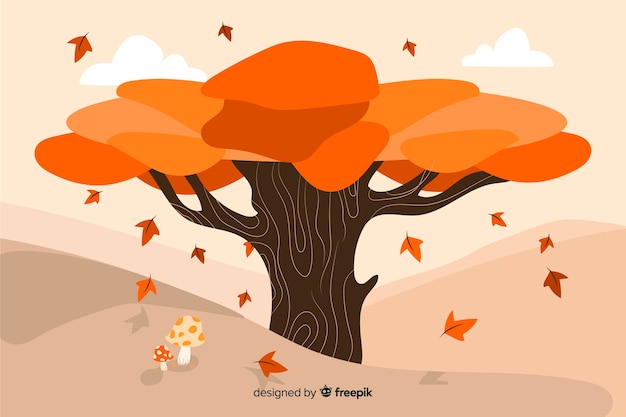 Free Vector hand drawn autumn background with leaves