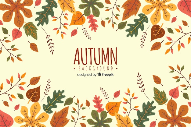 Hand drawn autumn background with leaves