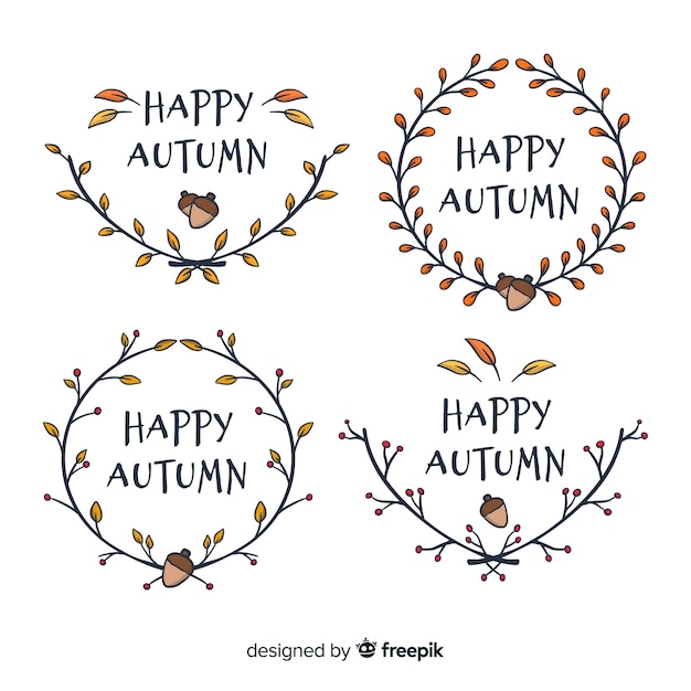 Free Vector hand drawn autumn badge collection