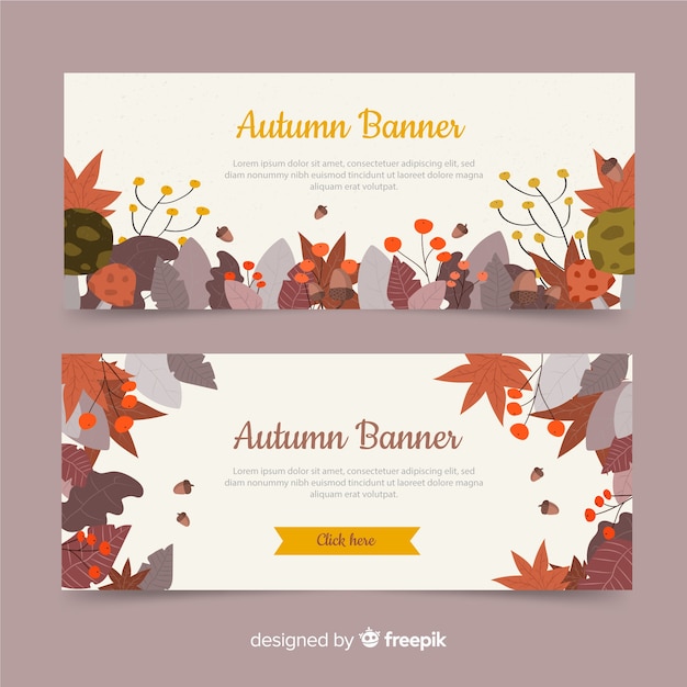 Free Vector hand drawn autumn banners template