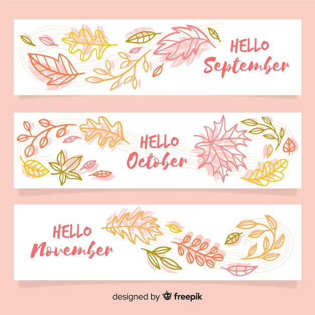 Hand drawn autumn banners template