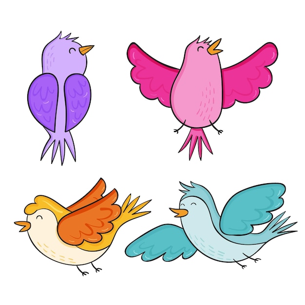 Free Vector hand drawn autumn birds set