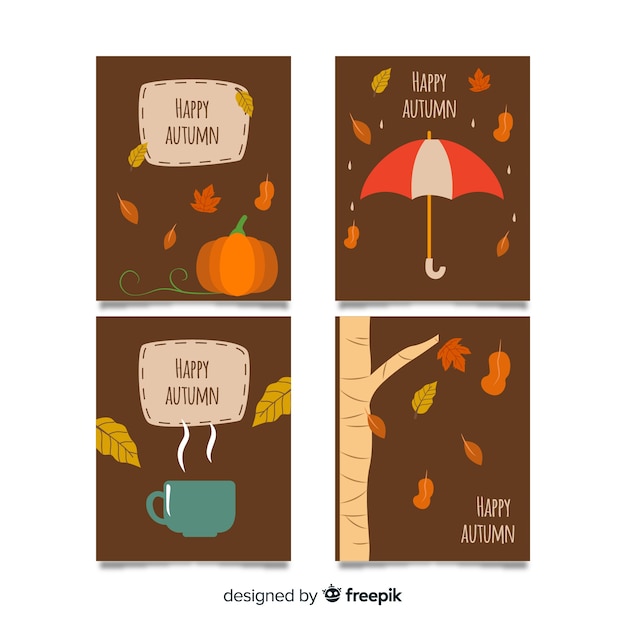 Free Vector hand drawn autumn card collection