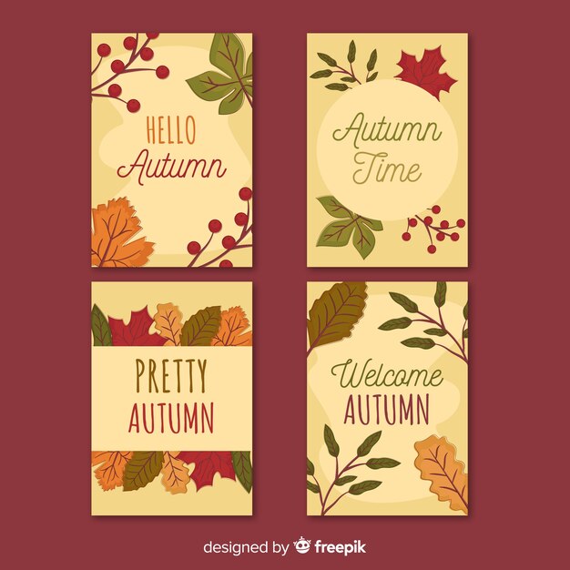 Hand drawn autumn card collection