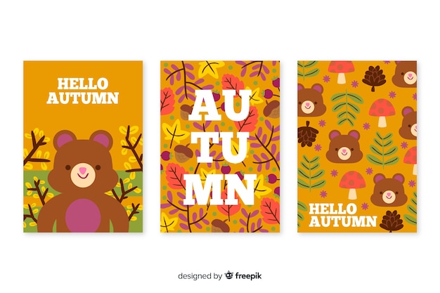 Hand drawn autumn card collection