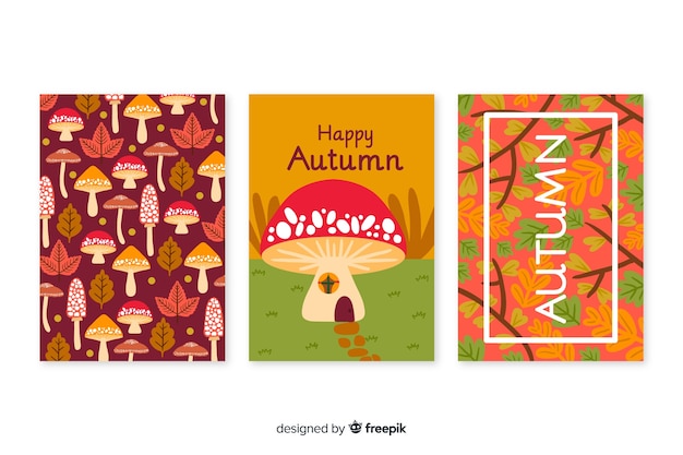 Free Vector hand drawn autumn card collection